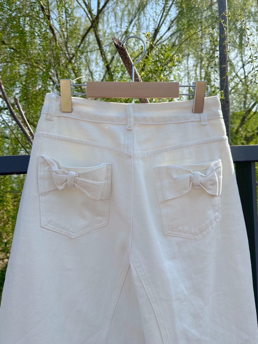 리본 벌룬 와이드 코튼 팬츠
